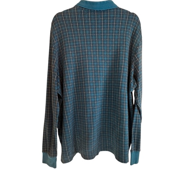 Blue Plaid Long-Sleeve Polo Shirt - Picture 3 of 6